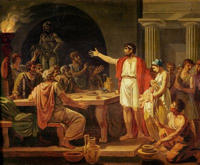 Estudio para Licurgo mostrando a los antiguos de Esparta su rey, 1791 de Jacques Louis David